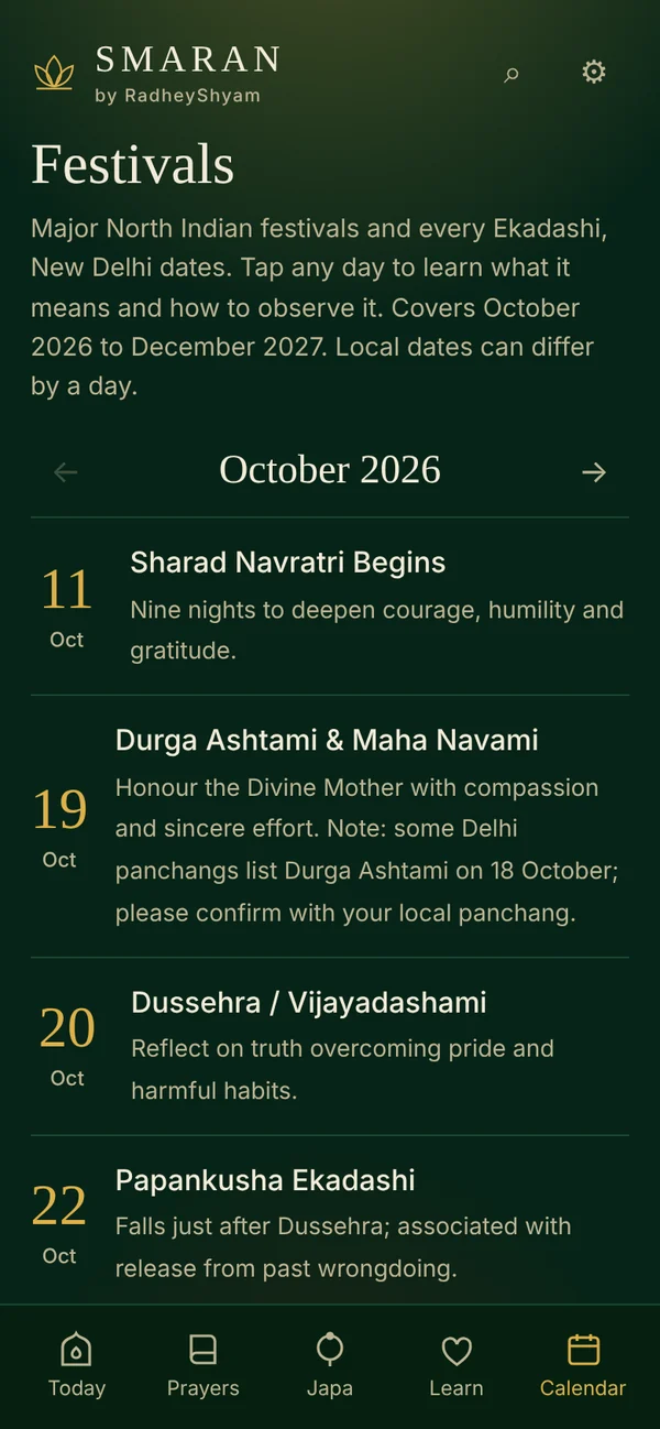 SMARAN festivals calendar